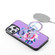 iPhone 14 Flower Multi-functional Crossbody Zipper Wallet MagSafe Leather Phone Case - Purple