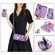 iPhone 14 Flower Multi-functional Crossbody Zipper Wallet MagSafe Leather Phone Case - Purple