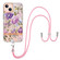 iPhone 14 Flowers and Plants Series IMD TPU Phone Case with Lanyard - Purple Peony