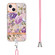 iPhone 14 Flowers and Plants Series IMD TPU Phone Case with Lanyard - Purple Peony