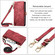 iPhone 14 Geometric Zipper Wallet Side Buckle Leather Phone Case with Crossbody Lanyard - Red