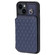 iPhone 14 Grid Texture Card Bag Phone Case with Lanyard - Blue