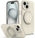 iPhone 14 Liquid Silicone MagSafe Phone Case with Rotating Holder - White
