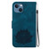 iPhone 14 Lotus Embossed Leather Phone Case - Dark Blue