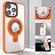 iPhone 14 MagSafe Flip Holder Full Coverage TPU+PC Clear Phone Case - Orange
