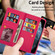 iPhone 14 Multi-card Slots Laser Carving Glitter Zipper Leather Case - Rose Red