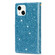 iPhone 14 Multi-card Slots Laser Carving Glitter Zipper Leather Case - Sky Blue