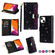 iPhone 14 Multi-card Slots Laser Carving Glitter Zipper Leather Case Max - Black