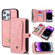 iPhone 14 Multi-functional Zipper Wallet Leather Phone Case - Pink