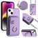 iPhone 14 Organ Card Bag Ring Holder Phone Case with Long Lanyard - Purple