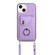 iPhone 14 Organ Card Bag Ring Holder Phone Case with Long Lanyard - Purple