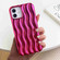 iPhone 14 Plating 3D Water Wave Texture Phone Case - Red