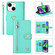 iPhone 14 POLA Love Multi-Card Slots Zipper Wallet Leather Phone Case - Light Green