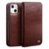 iPhone 14 QIALINO Horizontal Flip Leather Phone Case - Brown