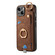 iPhone 14 Retro Skin-feel Ring Card Bag Phone Case with Hang Loop - Brown