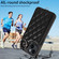 iPhone 14 Rhombic Texture Card Bag Phone Case with Short Lanyard - Black