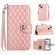iPhone 14 Rhombic Texture Flip Leather Phone Case with Lanyard - Coral Pink