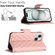 iPhone 14 Rhombic Texture Flip Leather Phone Case with Lanyard - Coral Pink