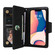iPhone 14 Rivet Buckle 9 Cards Three Fold Leather Phone Case - Black