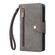 iPhone 14 Rivet Buckle 9 Cards Three Fold Leather Phone Case - Grey