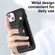 iPhone 14 Shockproof Leather Phone Case with Wrist Strap - Black