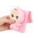 iPhone 14 Silicone Wallet Phone Case with Lanyard - Deep Pink Pig