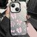 iPhone 14 Silver Painting PC Hybrid TPU Phone Case - Bow Black