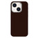 iPhone 14 Skin Feel Fine Leather Texture Metal Lens Frame MagSafe Phone Case - Coffee Brown