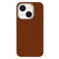 iPhone 14 Skin Feel Fine Leather Texture Metal Lens Frame MagSafe Phone Case - Yellow