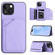 iPhone 14 Skin Feel Four Card Slots Phone Case with Wrist Strap - Purple