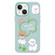 iPhone 14 Skin Feeling Jelly TPU Hybrid PC Phone Case - Flowers Puppy Light Green