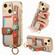 iPhone 14 Stereoscopic Flowers Wristband Card Bag Phone Case - Khaki