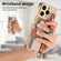 iPhone 14 Stereoscopic Flowers Wristband Card Bag Phone Case - Khaki