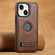 iPhone 14 Suteni G2 Magsafe Oil Wax Leather Back Phone Case with Holder - Brown