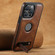iPhone 14 Suteni G2 Magsafe Oil Wax Leather Back Phone Case with Holder - Brown