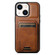 iPhone 14 Suteni H02 Leather Wallet Stand Back Phone Case - Brown