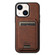 iPhone 14 Suteni H16 Litchi Texture Leather Detachable Wallet Back Phone Case - Brown