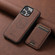 iPhone 14 Suteni H16 Litchi Texture Leather Detachable Wallet Back Phone Case - Brown