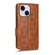 iPhone 14 Symmetrical Triangle Leather Phone Case - Brown