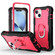 iPhone 14 Two-color Ring Holder Phone Case - Black + Rose Red