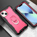 iPhone 14 Two-color Ring Holder Phone Case - Black + Rose Red