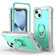 iPhone 14 Two-color Ring Holder Phone Case - Grey White + Mint Green