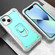 iPhone 14 Two-color Ring Holder Phone Case - Grey White + Mint Green