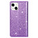 iPhone 14 Ultrathin Glitter Magnetic Leather Case - Purple