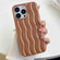 iPhone 14 Varnishing 3D Water Wave Texture Phone Case - Brown