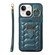 iPhone 14 Vertical Card Bag Ring Holder Phone Case with Dual Lanyard - Dark Green