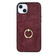iPhone 14 Vintage Patch Leather Phone Case with Ring Holder - Red