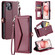 iPhone 14 Wallet Multi-card Slot Leather Phone Case with Lanyard - Wine Red