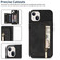 iPhone 14 Zipper Card Holder Phone Case - Black