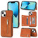 iPhone 14 Zipper Card Holder Phone Case - Brown